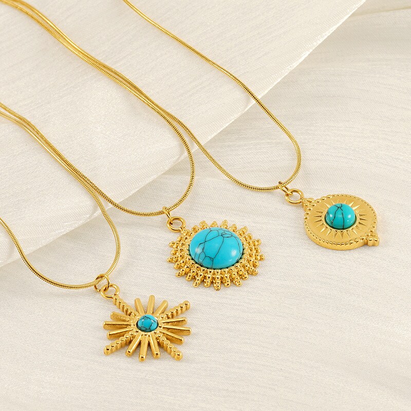 1 Piece Classic Series Retro Geometric Stainless Steel 18K Gold Plated Women's Pendant Necklaces 